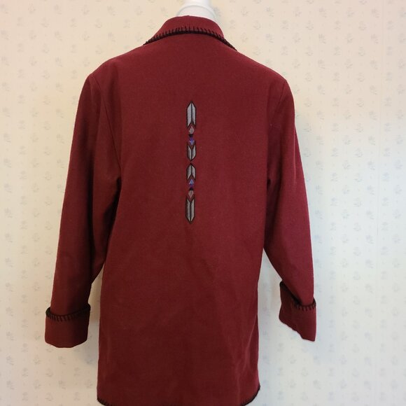 MIDWESTERN GARMENT CO VINTAGE  90'S RED SOUTHWESTERN BLAZER (SMALL) - Picture 5 of 9